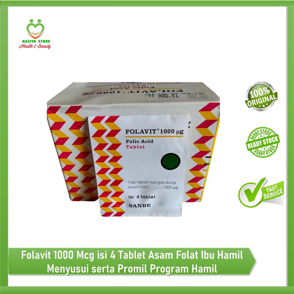 FOLAVIT 1000mg 1 Strip 4 Tablet - Vitamin Ibu Hamil - Vitamin Ibu Menyusui - Promil - Penderita Anem