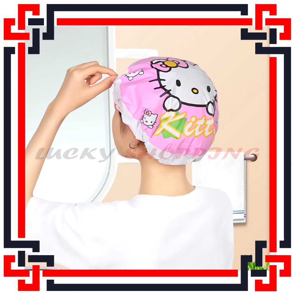 LS Topi Mandi Karakter Lucu Anti Air / SHOWER CAP KARAKTER Unik Lucu