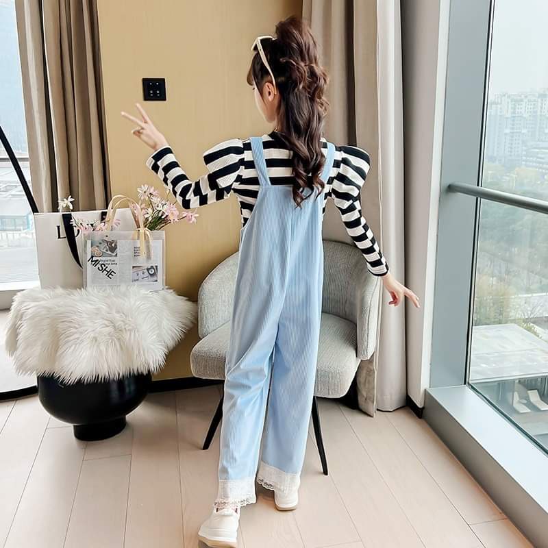 Setelan Overall Celana Panjang Anak Perempuan Renda Cute