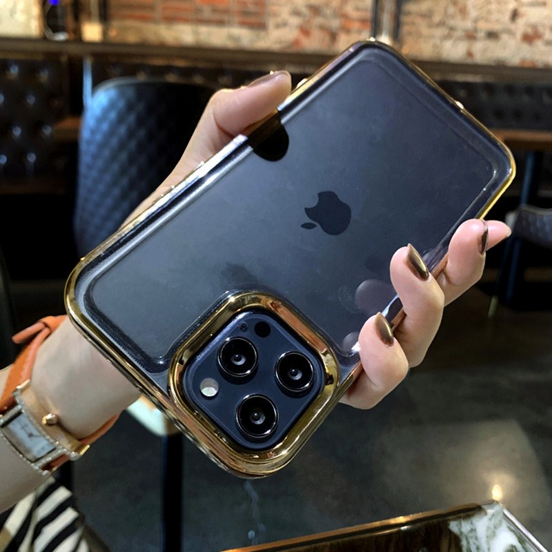 Case Transparan Dengan Frame Metal Untuk iPhone 14 13 12 11 Pro X XS MAX XR