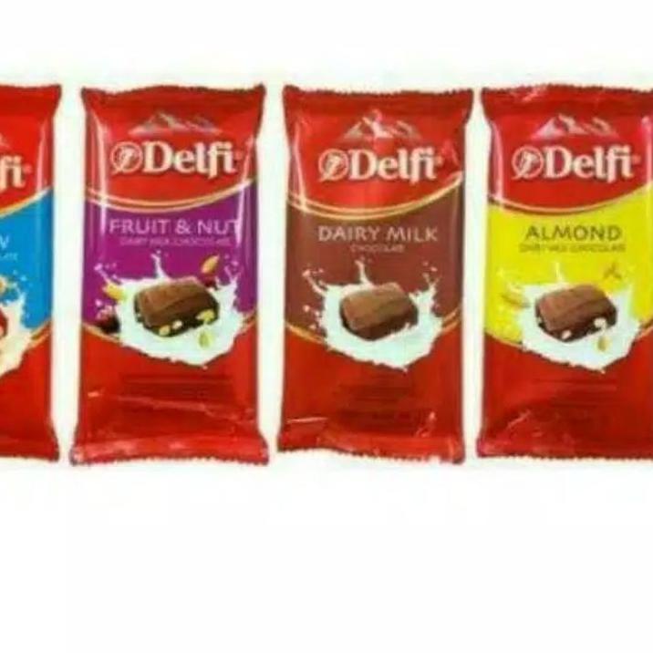 

CSP5b5A--DELFI DAIRY MILK 125 GR/GRAM EX 140GR, COKLAT DELFI 125G BARS MILK/ALMOND/FRUIT/CASHEW