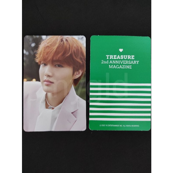 Official photocard Treasure 2nd anniversary magazine green ver doyoung junghwan pc second anniv