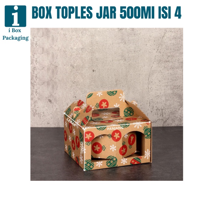 

[10pcs] Box Kardus Jinjing Toples Jar Bulat 500ml Isi 4 Natal Dus Tenteng Kue Kering Packaging Hampers Parsel Christmas