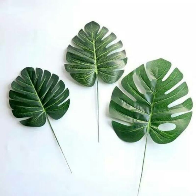 DAUN MONSTERA PLASTIK/DAUN PLASTIK HIASAN/DAUN MONSTERA DEKORASI/DAUN MONSTERA IMITASI