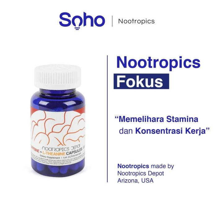 [Promo] Caffeine & L-Theanine 60 Kapsul |Energi Halus & Fokus |Nootropics| - Obat Obatan - Medicine