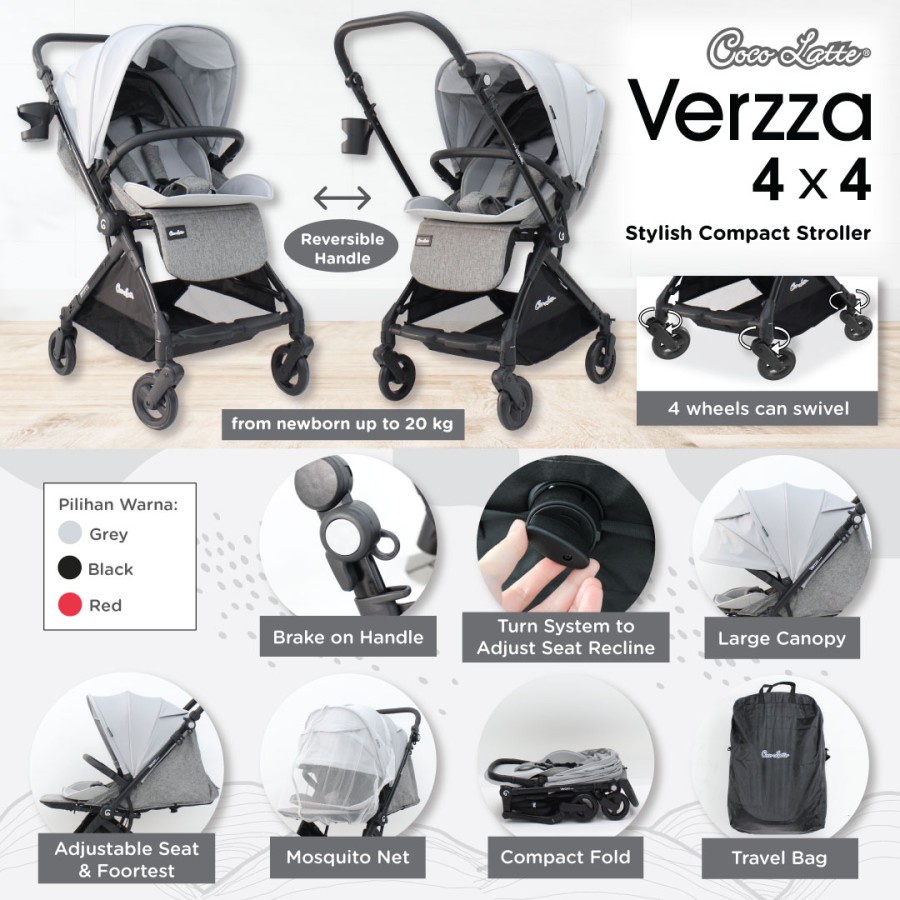 COCOLATTE CL21208 VERZZA 4X4 Stylish Compact Stroller
