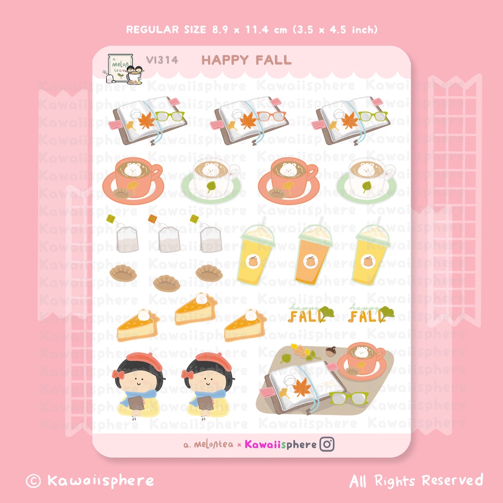

Happy Fall | VI314 a.melontea x Kawaiisphere Autumn Sticker | Stiker Jurnal / Planner Musim Gugur