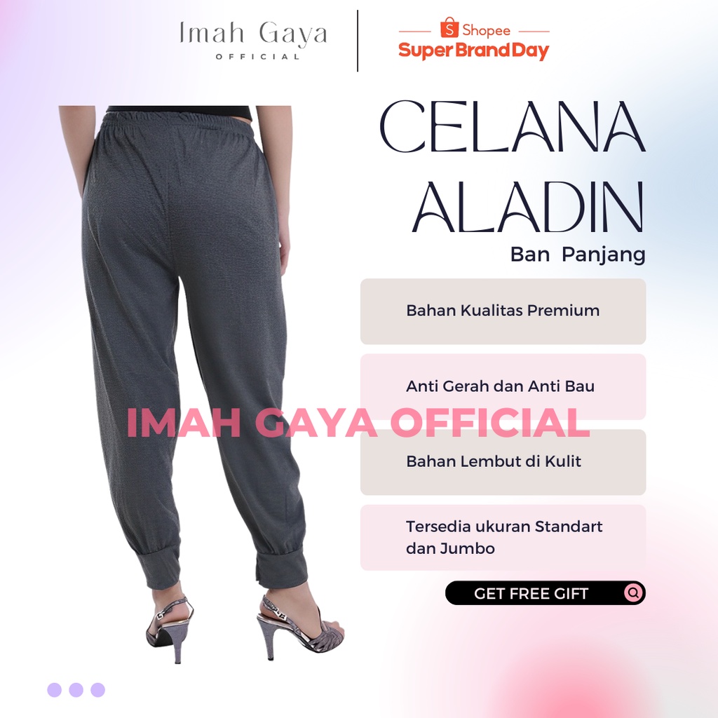 Celana Aladin Ban Panjang Wanita Dewasa Standar Polos Rayon Celana Panjang Aladin