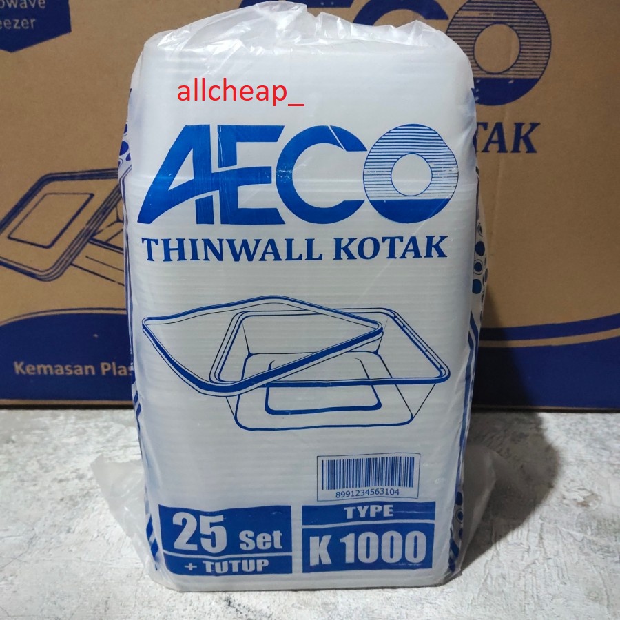 THINWALL KOTAK WADAH MAKAN TEMPAT BOX MAKAN MICROWAVE AECO K1000 25PCS