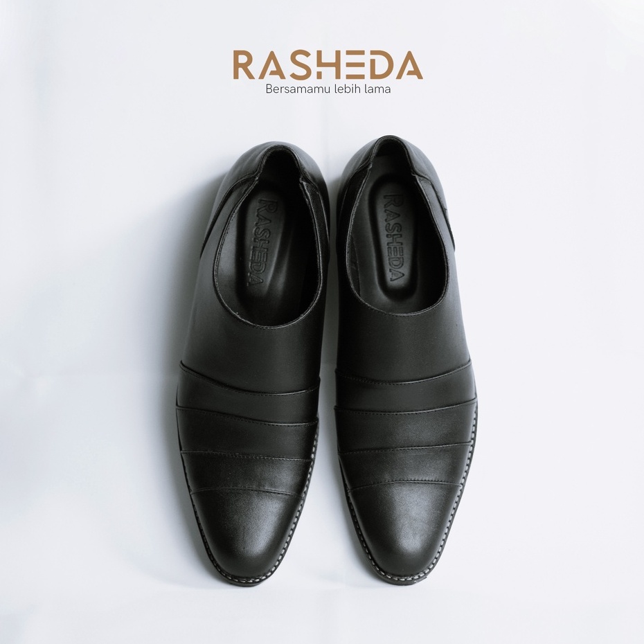 Sepatu Pantofel Pria Oxford Kulit Asli Rasheda AGS 01 SlipOn Big Size