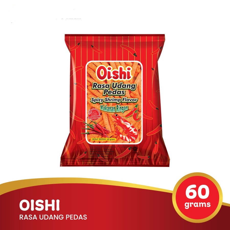 SPICY SHRIMP STICK SNACK OISHI RASA UDANG PEDAS 60GR