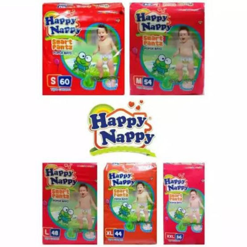 Pampers happy Nappy tipe celana S 60 / M 54 / L 48 / XL 44 / XXL 36