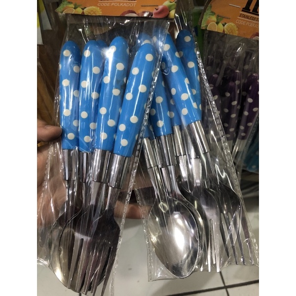 sendok garpu stainless polkadot isi 6