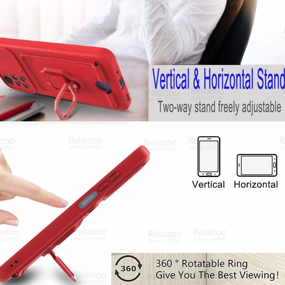Siap Kirim Case Poco M4 Pro 4G Card Slot Slide Camera Ringstand