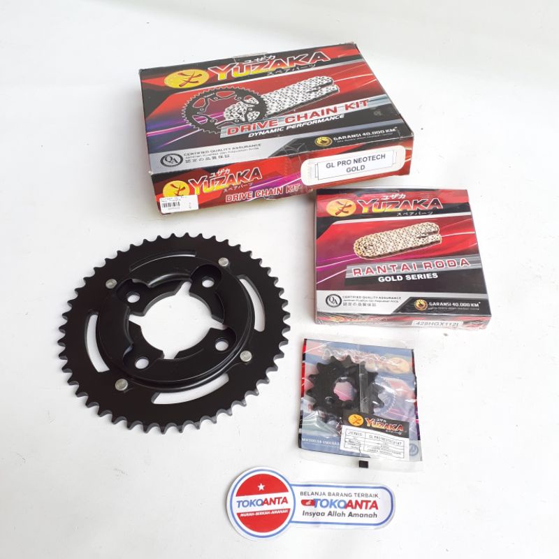 Gir Gear Gir Set Depan Belakang Rantai GL Pro Neo Rantai Gold