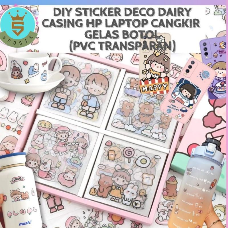 

100 Lembar Sticker Motip Kartun Korea Lucu Anti Air Dekorasi Handbook Scrapbook