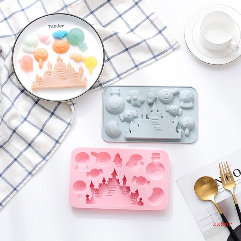 Cetakan Kue Bentuk Kartun Halloween 3D Bahan Silikon Food grade Untuk Hadiah
