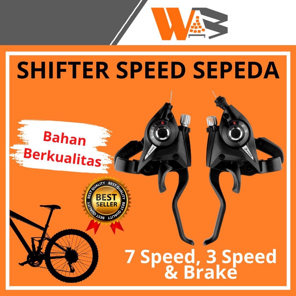 COD Operan Gigi Kanan Kiri / Speed Shifter Handle Brake Rem Sepeda 3 dan 7 Speed 2 PCS Cocok Untuk Sepeda Gunung MTB Lipat