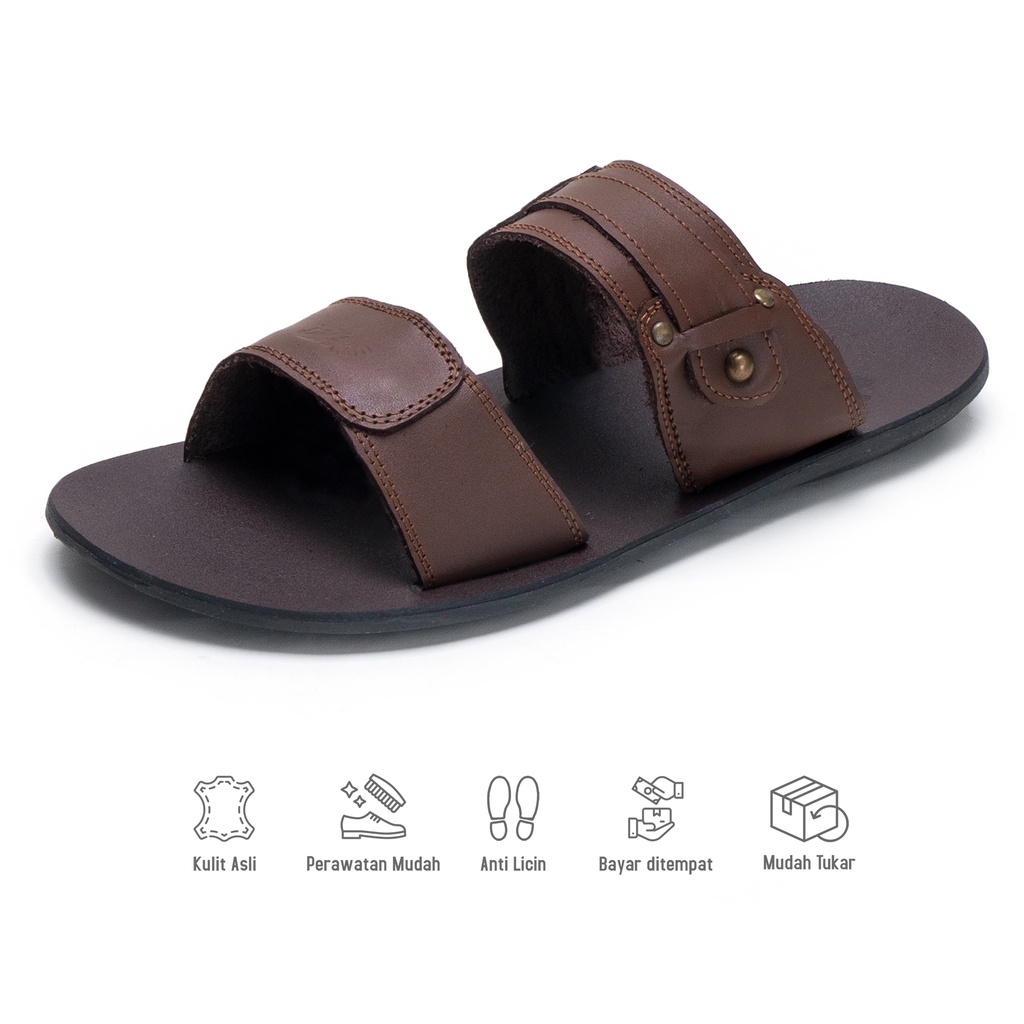 Sendal Pria Kulit Sandal Slop Moralist Original Kualitas Terbaik SDL602