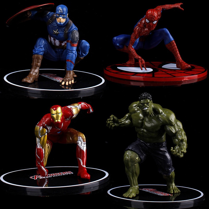 Mainan Action Figure Avengers Spider man Hulk Iron man Captain Bahan PVC Untuk Koleksi