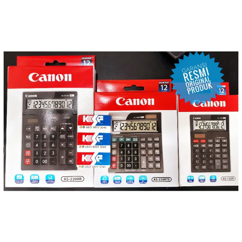 

KALKULATOR ORIGINAL CANON GARANSI 3 TAHUN AS 220RTS, AS120R, AS 2200R MESIN HITUNG ALAT HITUNG