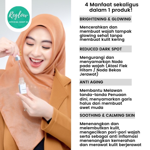 Serum Reglow dr Shindy Skincare Perfect Glowing and Whitening Essence Vitamin C Brightening Pencerah Pemutih Wajah Pengangkat Sel Kulit Mati Reg glow Original Official Store