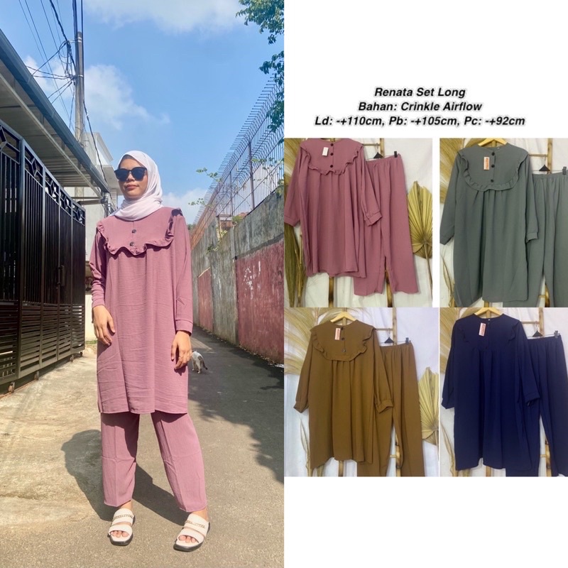 TUNIK CRINKLE AIRFLOW RENATA LONG SET