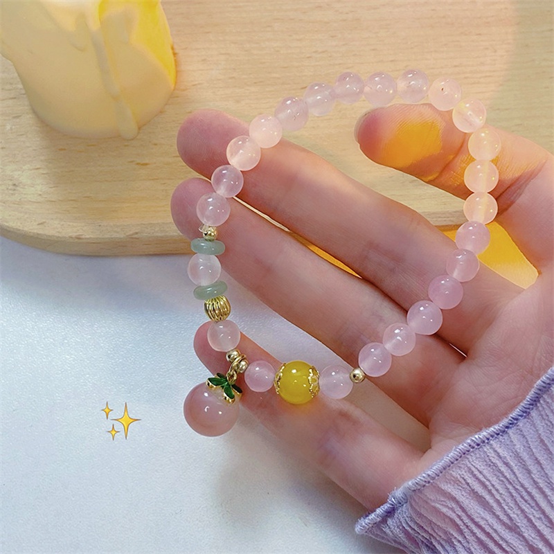 Gelang Manik-Manik Giok Hetian Natural Warna Pink Peach Untuk Hadiah Ulang Tahun Wanita