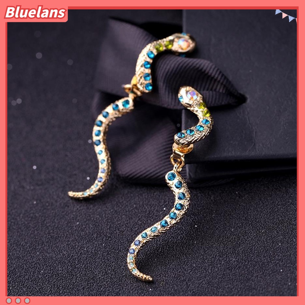 Anting Bentuk Ular Aksen Berlian Imitasi Gaya Vintage Untuk Wanita