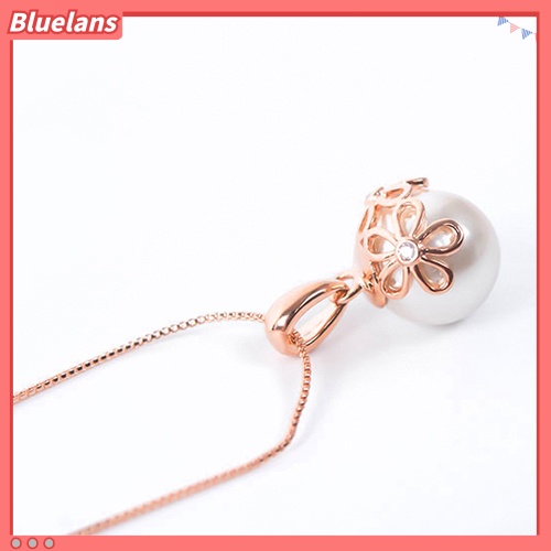 Bluelans Wedding Jewelry Set Bride Rose Gold Crystal Faux Pearl Pendant Necklace Earrings