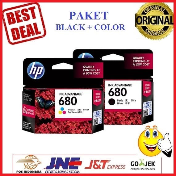 Tinta HP 680 Black Original + HP 680 Tri-Colour Original