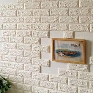 Terbatas NDP Wallpaper Dinding 3D 7mm 10 mm batu bata putih/ wallpaper anti air 3D Foam 77x70cm wall