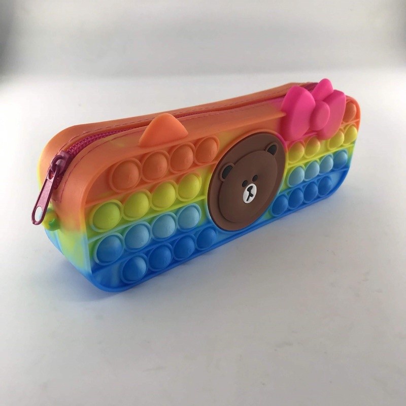 NANA Kotak Pensil Pop It Rainbow AESTHETIC Tempat Penyimpanan Pensi