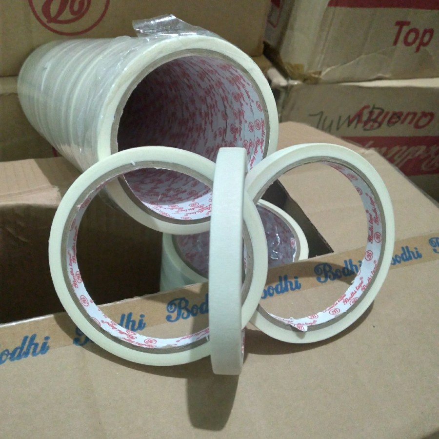 

Lakban kertas 1/2 inch x 12 meter / masking tape 12 mm x 12 meter INV