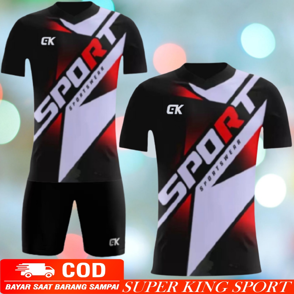 SUPER KING SPORT (COD) Baju Olahraga Printing | Badminton | Bola | Voli | Futsal | Kaos Olahraga | K