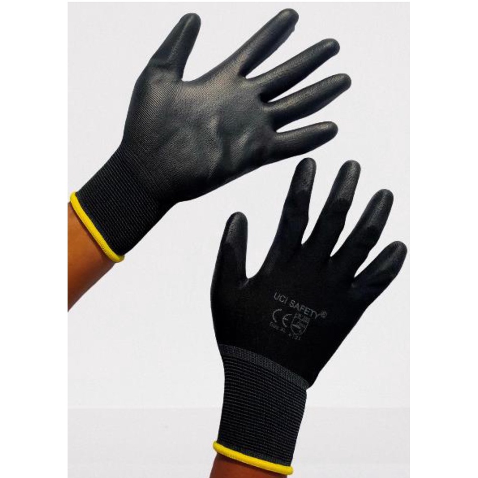 Sarung Tangan Karet Palm Fit Glove Comet CG805 PU Mekanik Industri Hitam Nylon Polyurethane Safety