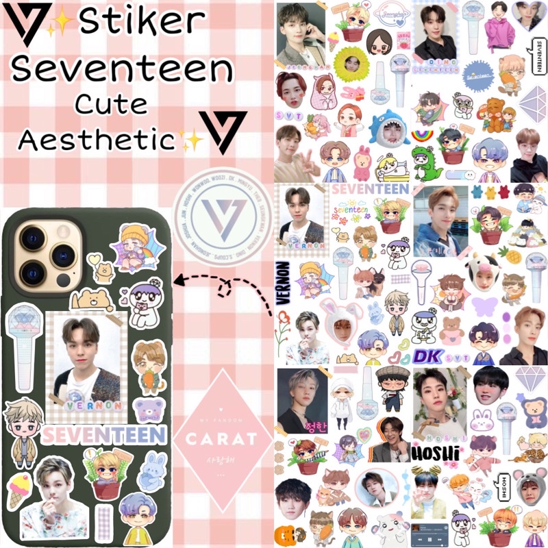 

STIKER SEVENTEEN Cute Aesthetic ( Sudah Cutting ) Glossy Anti Air Mingyu Jeonghan Wonwoo Hoshi The8 DK Joshua Woozi S.Coups Wen Junhui Vernon Seungkwan / Sticker Kpop / Stiker Carat / Carat Sticker