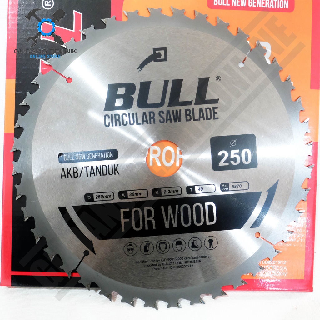 Mata Pisau Kayu Circular Saw TANDUK BULL 10&quot; 250mm 24T 40T / Mata Gergaji Circle 10Inch 250x24T 40T - Circular Saw Blade