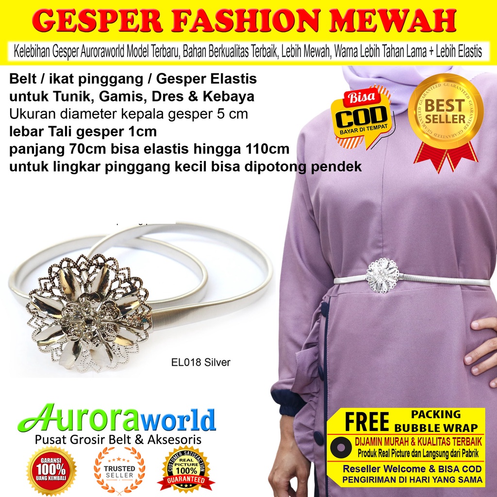 AURORAWORLD BELT ELASTIS GESPER WANITA ELASTIS UNTUK DRESS KEMEJA GAMIS TUNIK