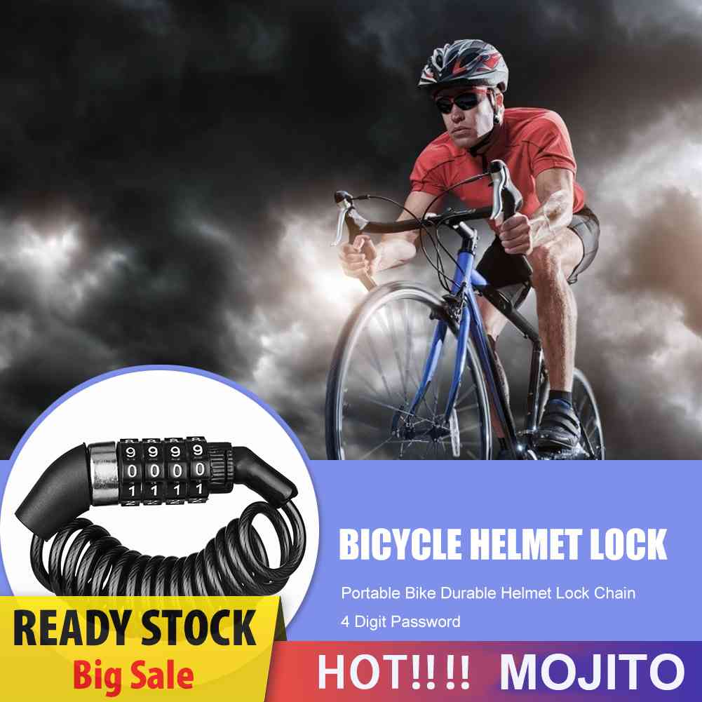 Kunci Sepeda / Helm / Ransel Model Kabel Dengan Kombinasi 4 Digit