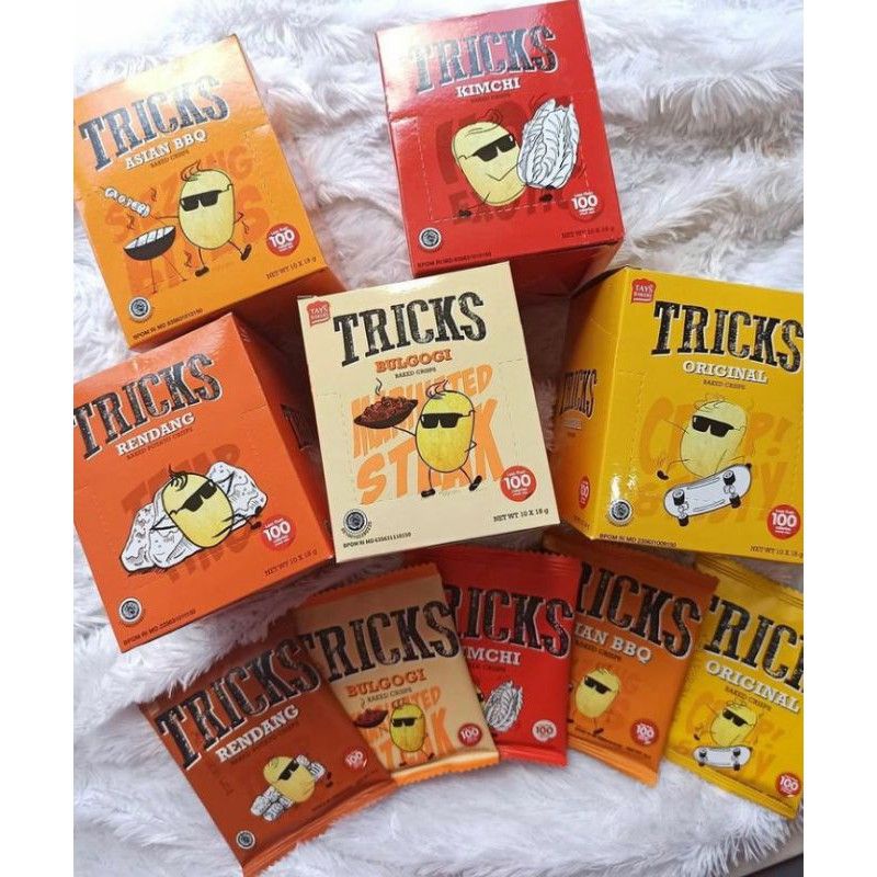 

TRICKS TriKs BAKED CRISPS SNACK BISKUIT KENTANG ORIGINAL ASIAN BBQ RENDANG KIMCHI BULGOGI cemilan diet