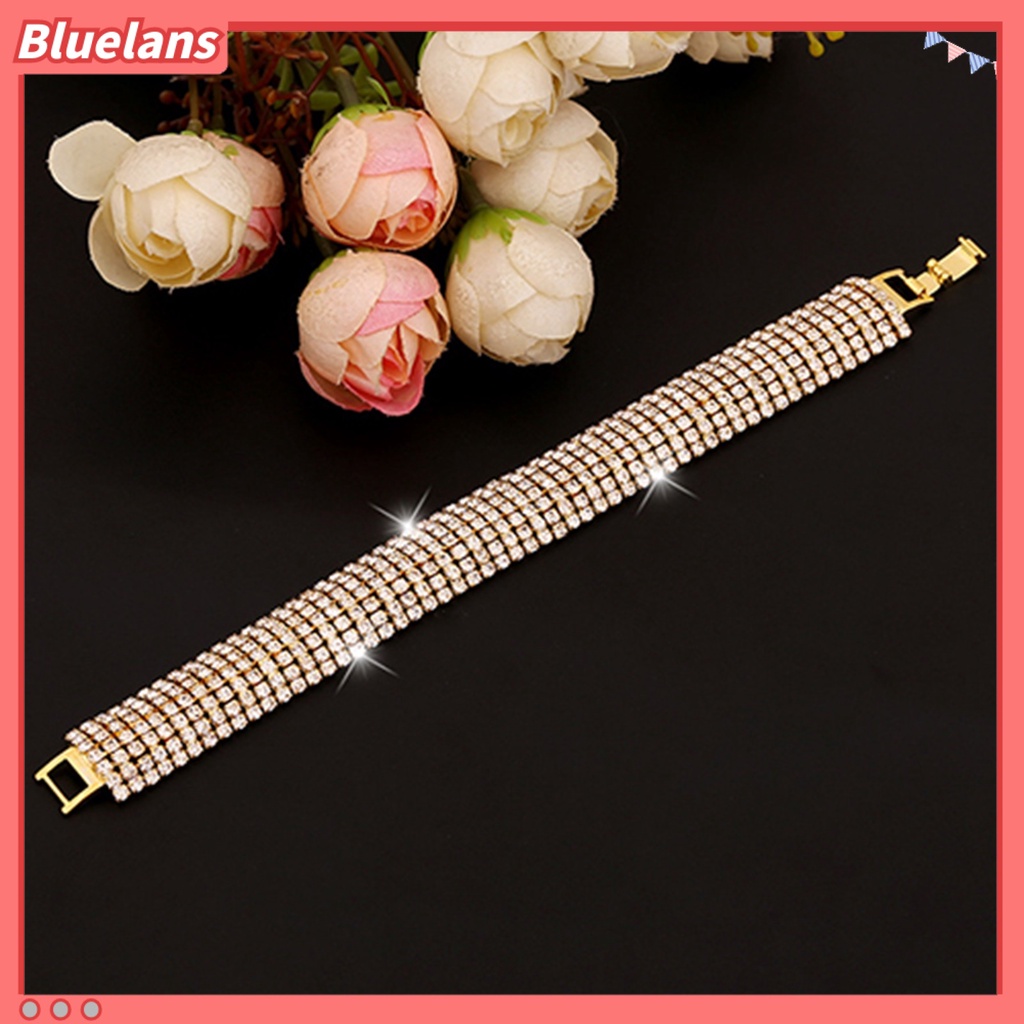 Bluelans Women Roman Style Rhinestone Wide Bangle Bracelet Jewelry Gift Party Banquet