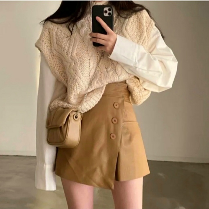 Korean Mini Skirt S-M L-XL-JUMBO - Rok Celana Pendek Wanita Terbaru - Mini Skirt Style Korea Jumbo Santai