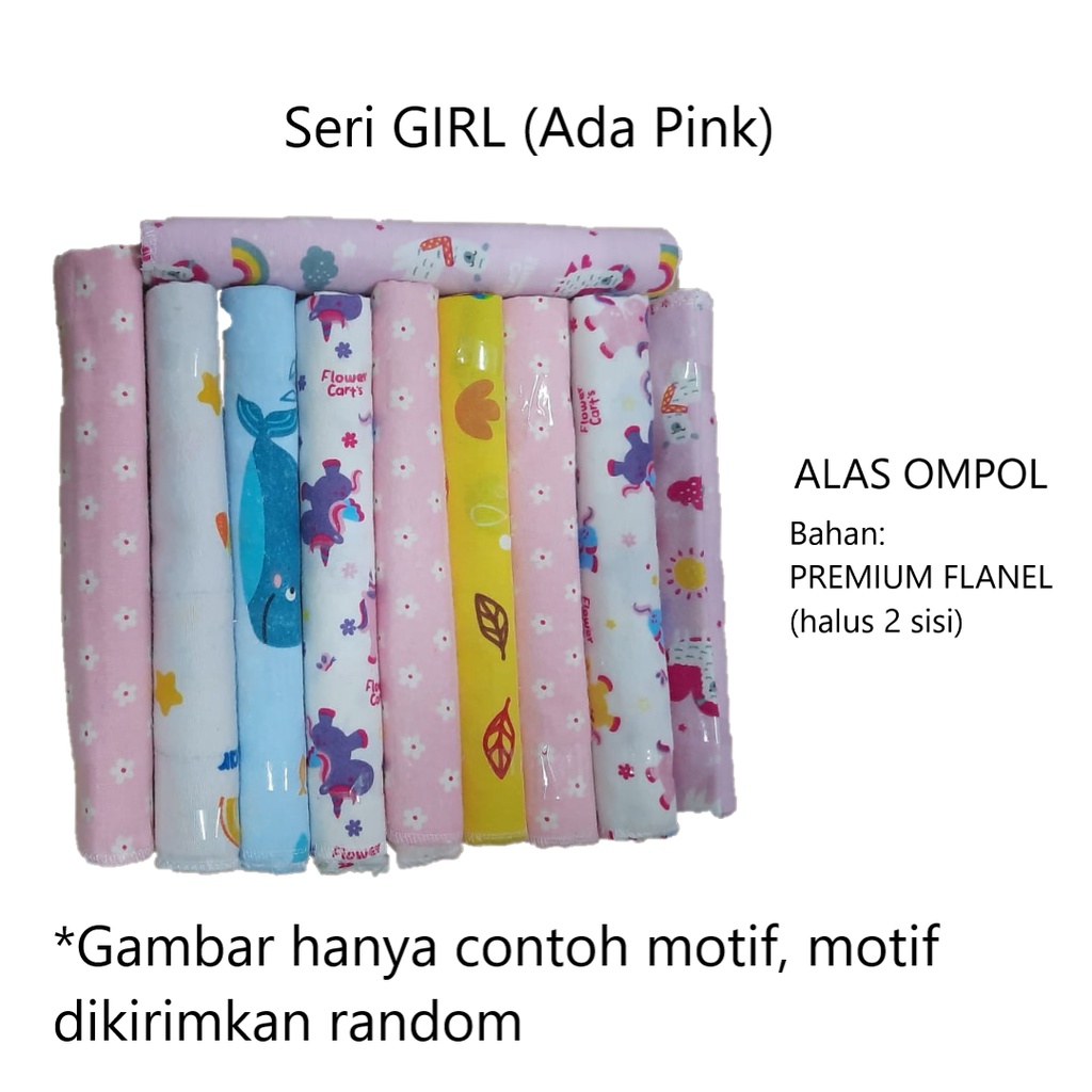 FLOWER (1pack) Alas Ompol FLANEL atau KAOS uk 60x45 (cm) isi 10pcs