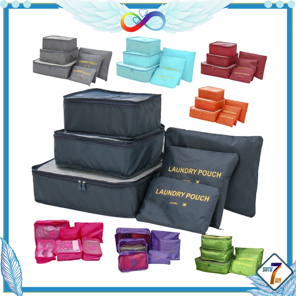 Satu7an TT-04-6IN1 Travel 6 in 1 Bag Set Storage Tas Penyimpanan Laundry Pouch Travel Organizer