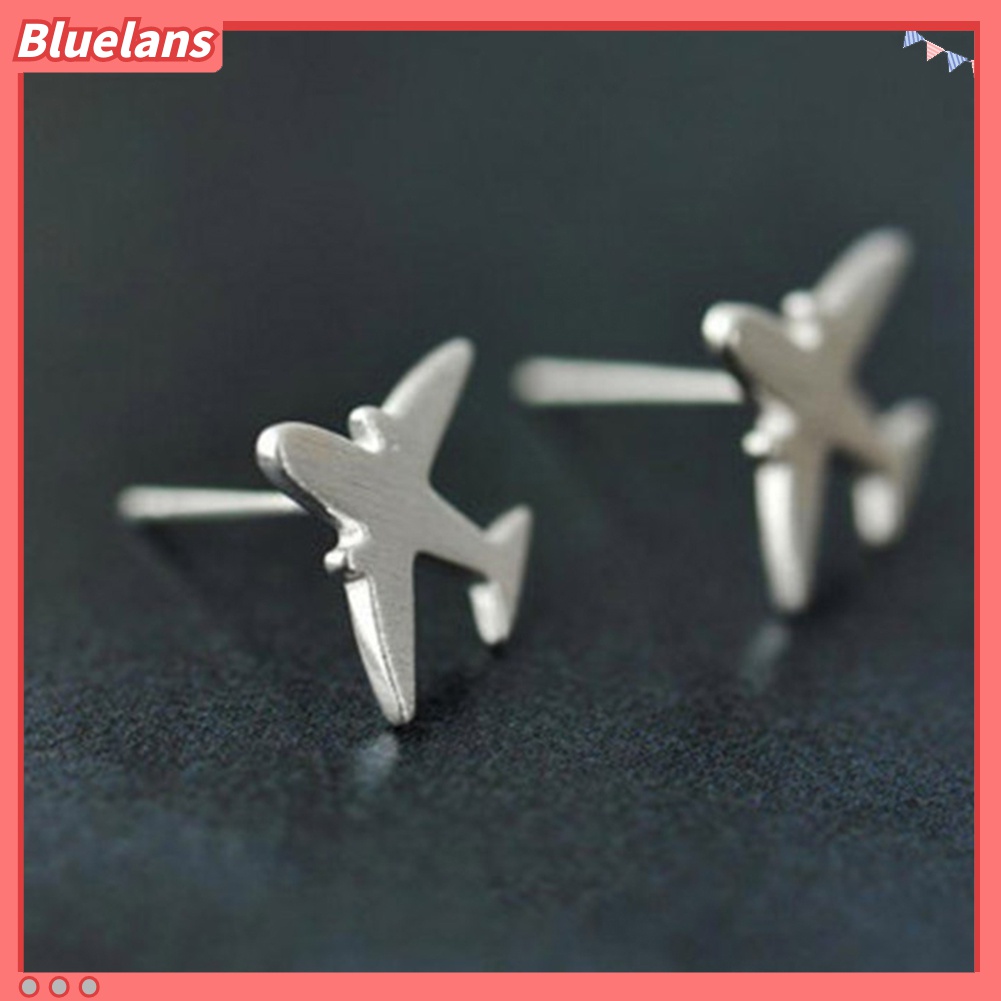 Anting Stud Silver Plated Bentuk Pesawat Untuk Wanita