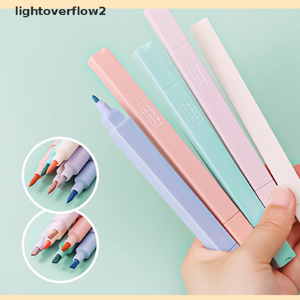 (lightoverflow2) 6pcs / set Spidol Midliner gel Pastel Ujung Ganda