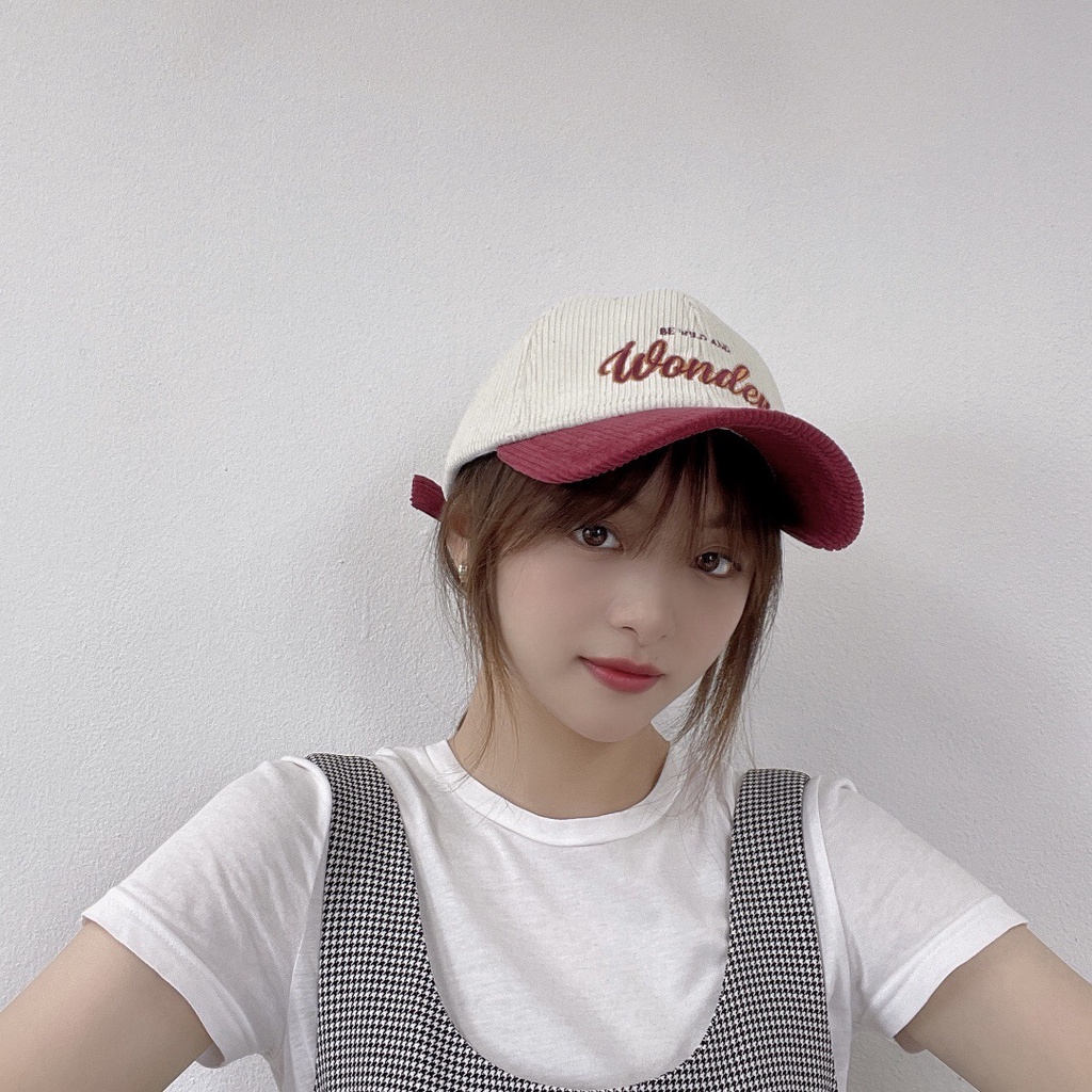 Topi Baseball Bahan Corduroy Motif Bordir Warna-Warni Gaya Korea Untuk Pria Dan Wanita