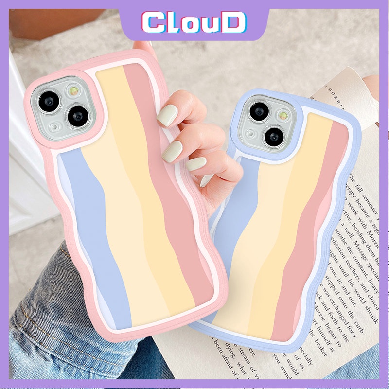 Casing Vivo Y16 Y22 Y21 V23E Y12i V25E V20 V21 Y35 Y17 Y21s Y12s Y91C Y15 Y91 Y33T Y15s Y12 Y11 Y11s Y21A Y75 Y93 Y15A Y20 Y30 Y21T Y01 Y20s Y50 Y33s Wavy Edge Rainbow Soft Cover