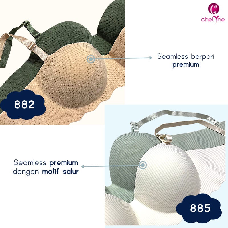 BH Chelyne Seamless Premium Halfcup 882 / 885 Push-Up Bra Tanpa Kawat Penyanggah 34/38